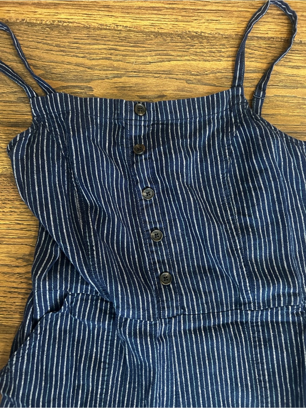 Old Navy Striped Navy Button-Front Jumpsuit